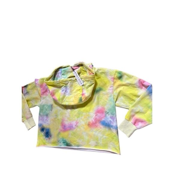 ALICE + OLIVIA Niki Funnel Neck Cropped Hoodie in Beachside Tie Dye NWT Size S - Picture 15 of 16